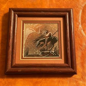 Vintage art picture handmade with sand